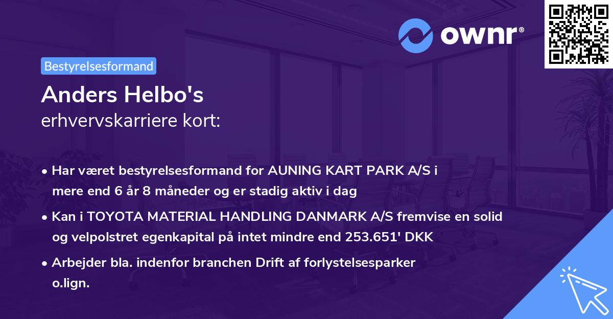Anders Helbo's erhvervskarriere kort