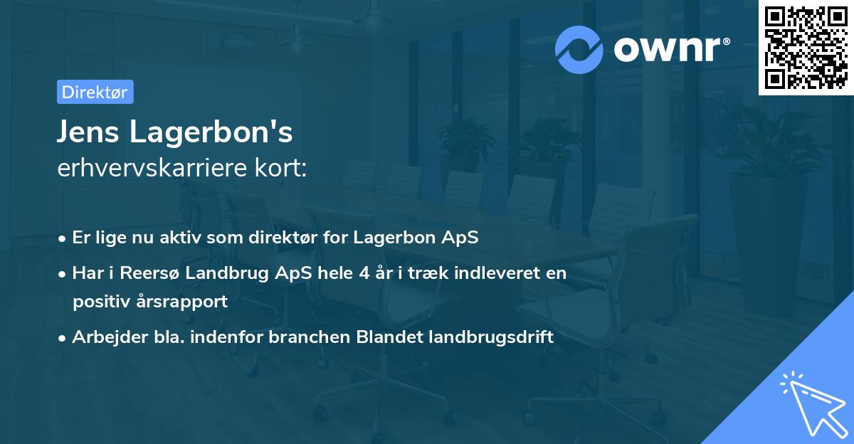 Jens Lagerbon's erhvervskarriere kort