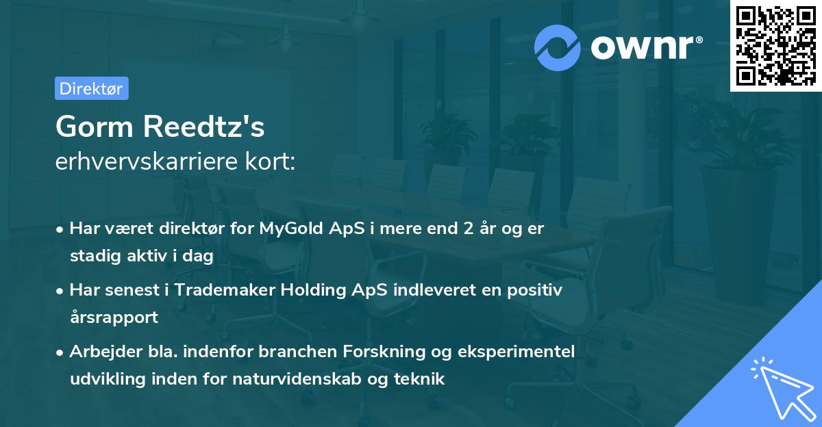 Gorm Reedtz's erhvervskarriere kort