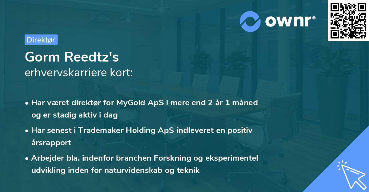 Gorm Reedtz's erhvervskarriere kort