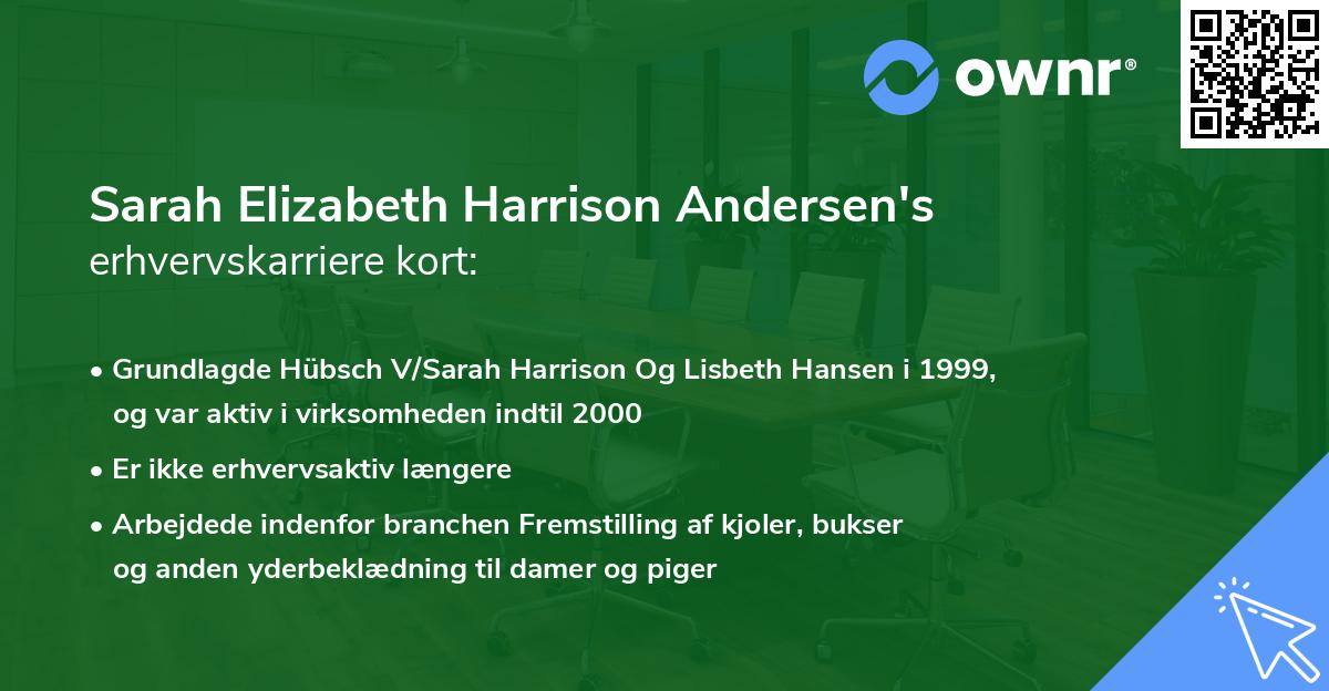 Sarah Elizabeth Harrison Andersen's erhvervskarriere kort