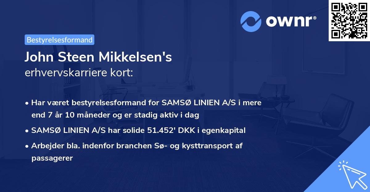 John Steen Mikkelsen's erhvervskarriere kort