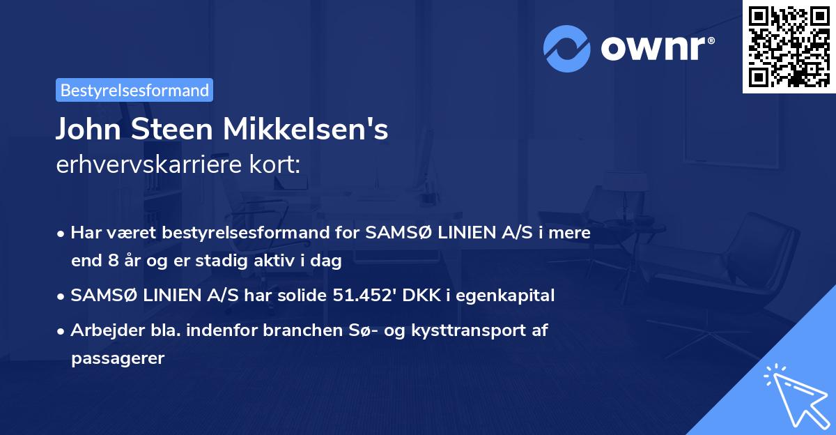 John Steen Mikkelsen's erhvervskarriere kort