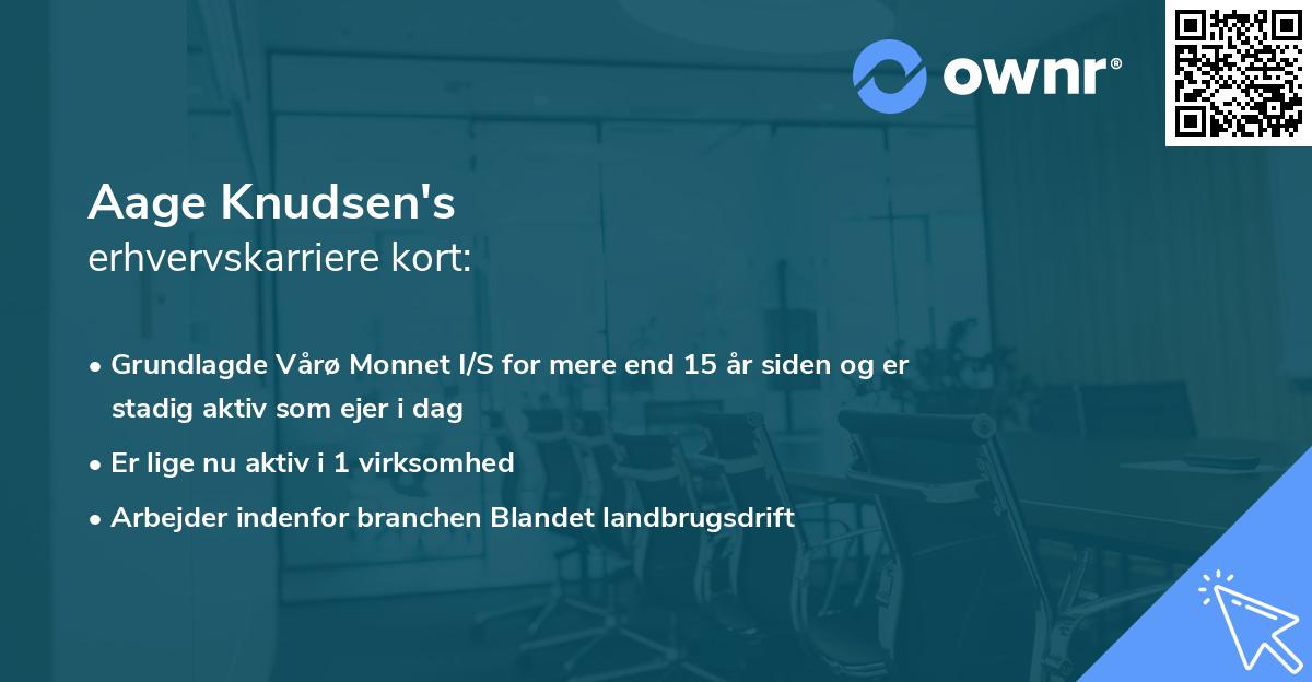 Aage Knudsen's erhvervskarriere kort