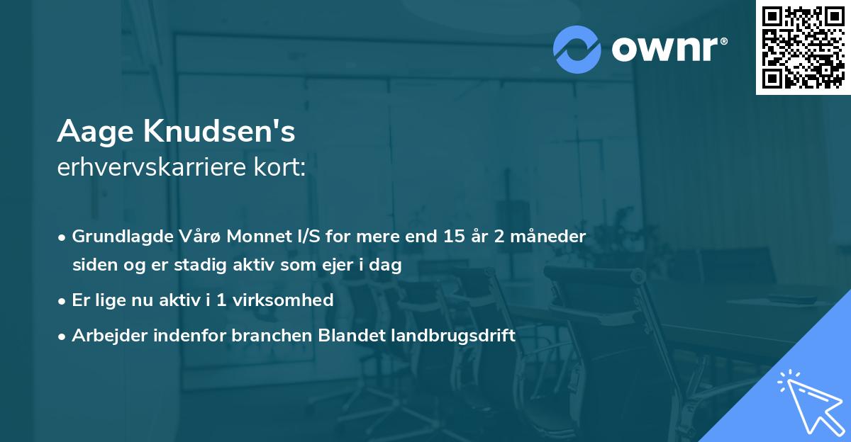 Aage Knudsen's erhvervskarriere kort