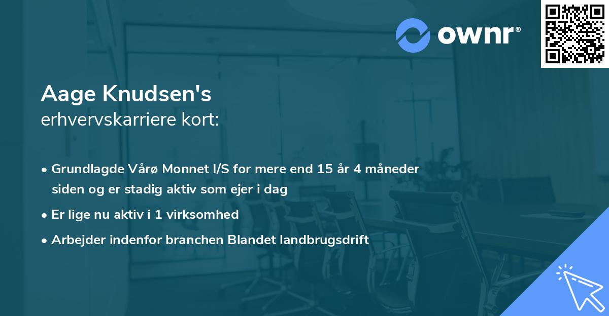 Aage Knudsen's erhvervskarriere kort