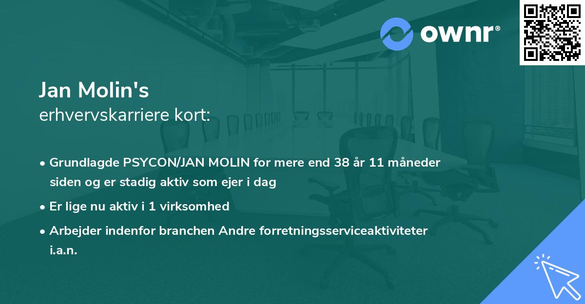 Jan Molin's erhvervskarriere kort