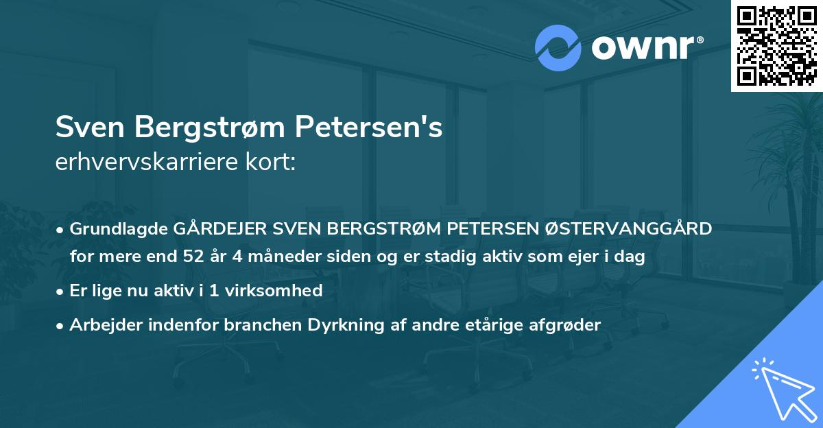 Sven Bergstrøm Petersen's erhvervskarriere kort