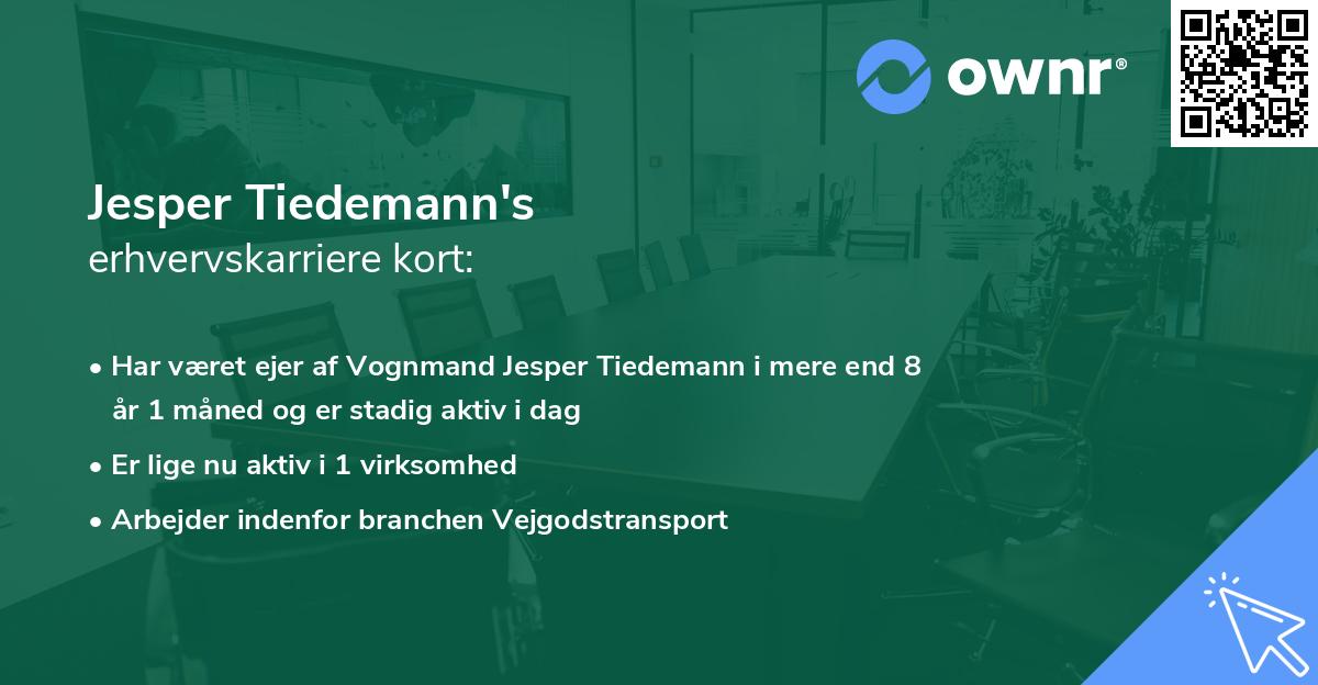 Jesper Tiedemann's erhvervskarriere kort