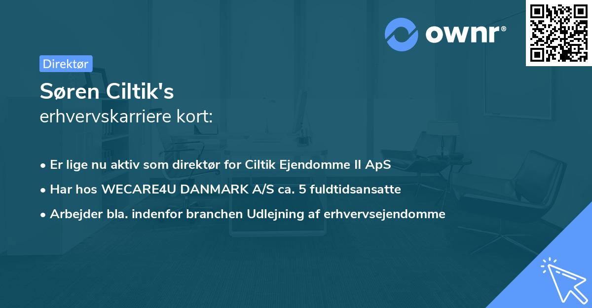 Søren Ciltik's erhvervskarriere kort