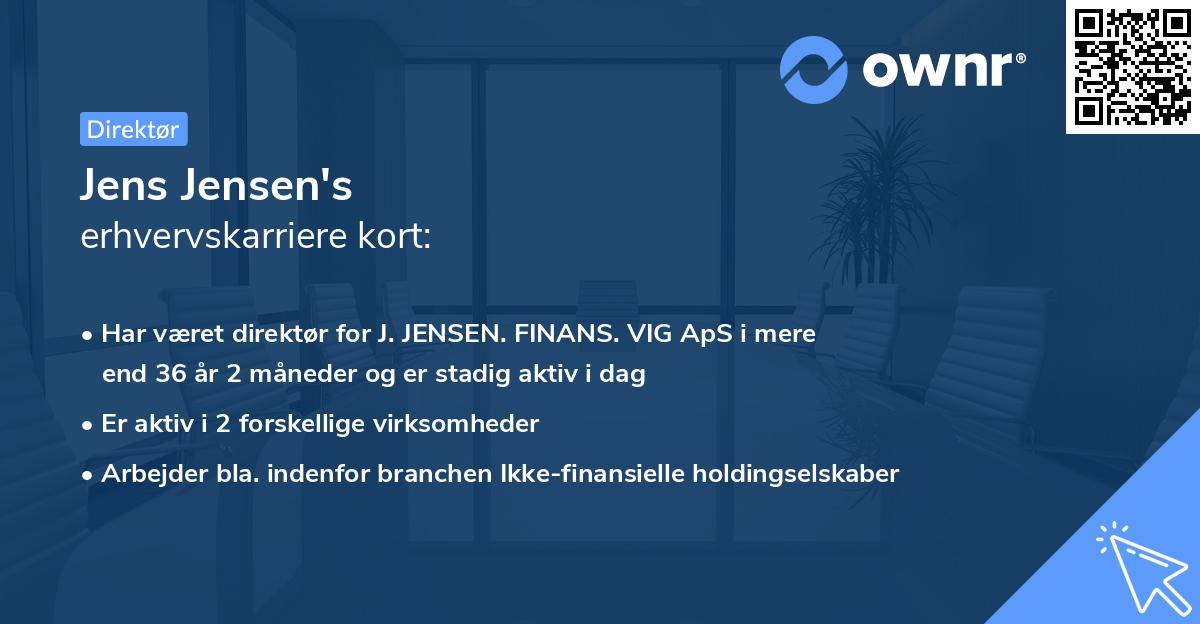 Jens Jensen's erhvervskarriere kort