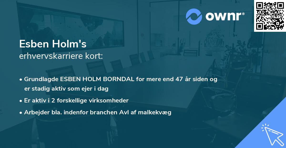 Esben Holm's erhvervskarriere kort