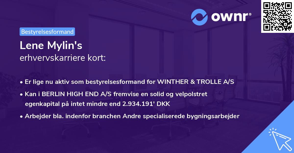 Lene Mylin's erhvervskarriere kort