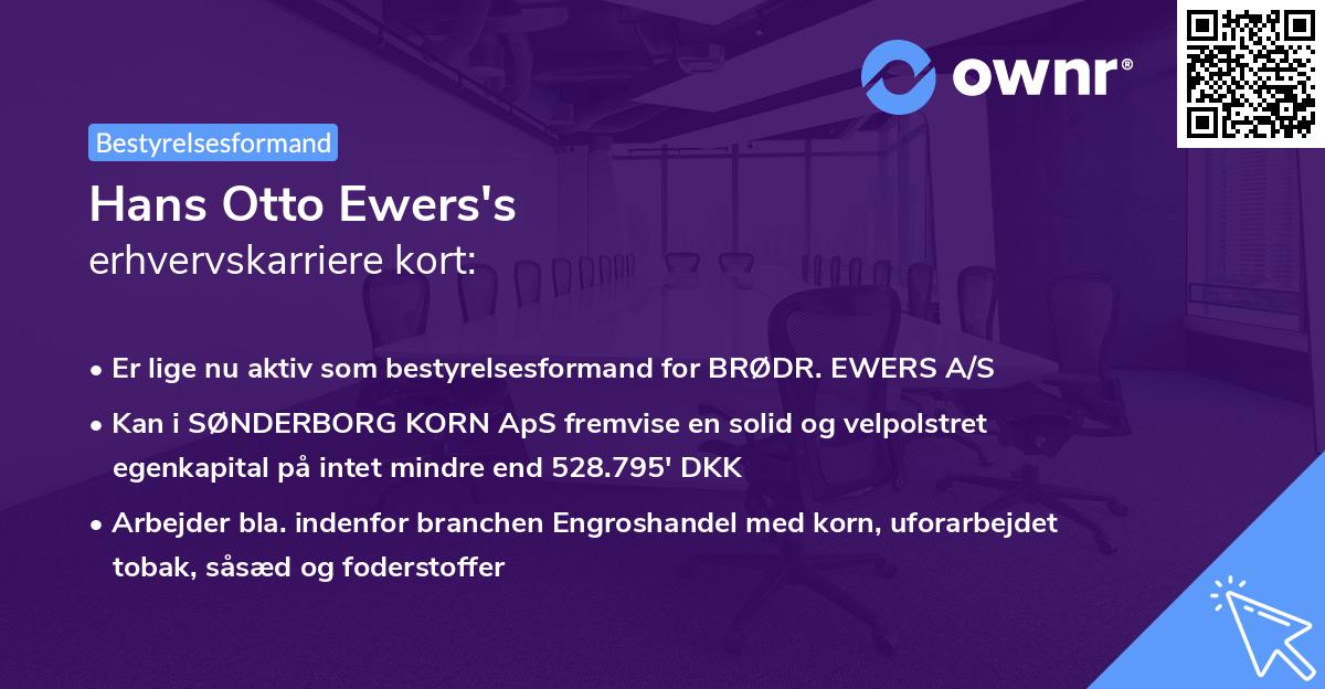 Hans Otto Ewers's erhvervskarriere kort