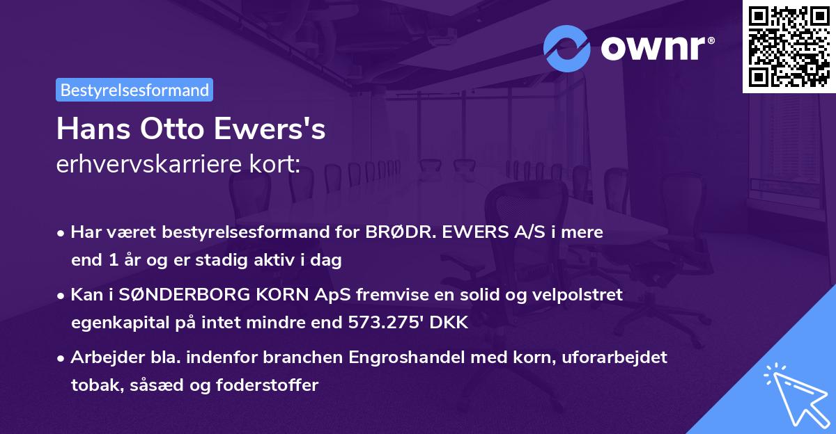 Hans Otto Ewers's erhvervskarriere kort