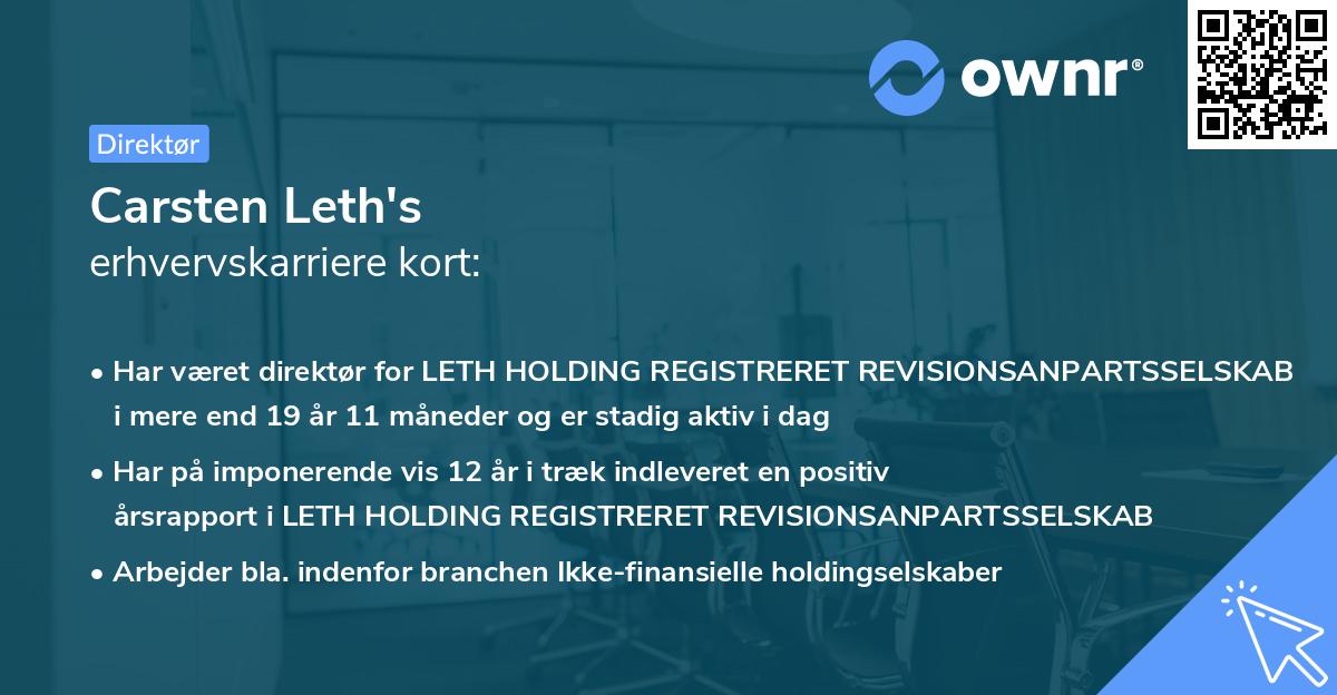 Carsten Leth's erhvervskarriere kort