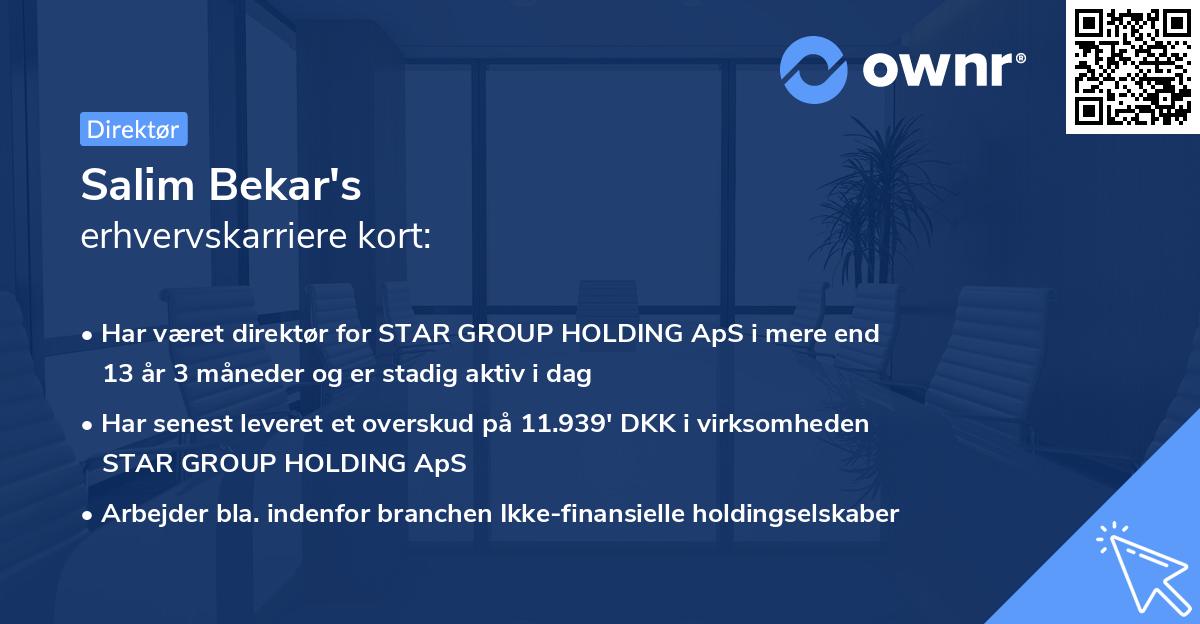 Salim Bekar's erhvervskarriere kort