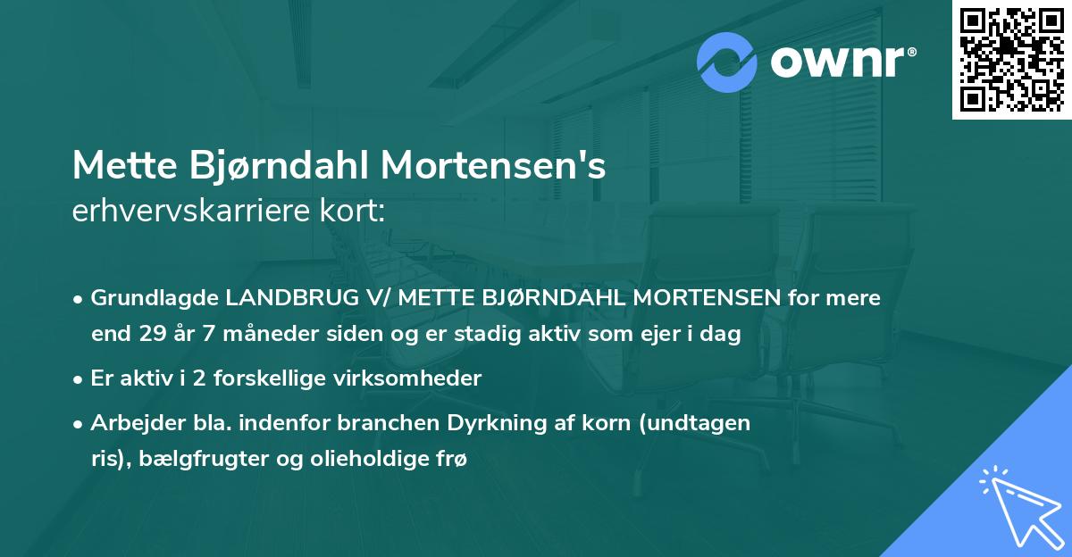 Mette Bjørndahl Mortensen's erhvervskarriere kort