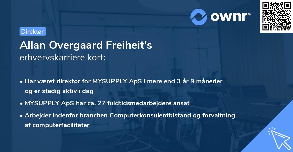 Allan Overgaard Freiheit's erhvervskarriere kort
