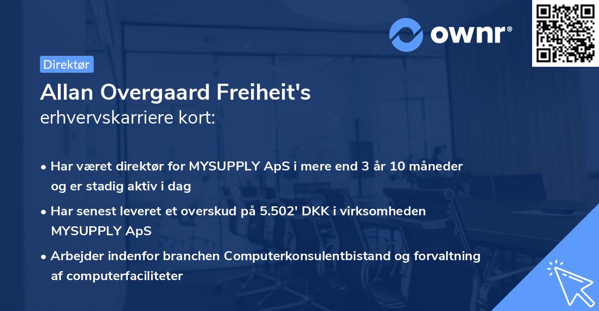 Allan Overgaard Freiheit's erhvervskarriere kort