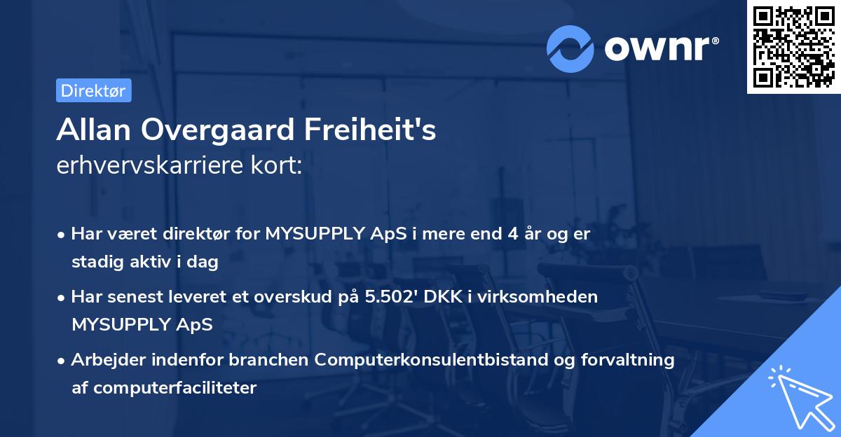 Allan Overgaard Freiheit's erhvervskarriere kort
