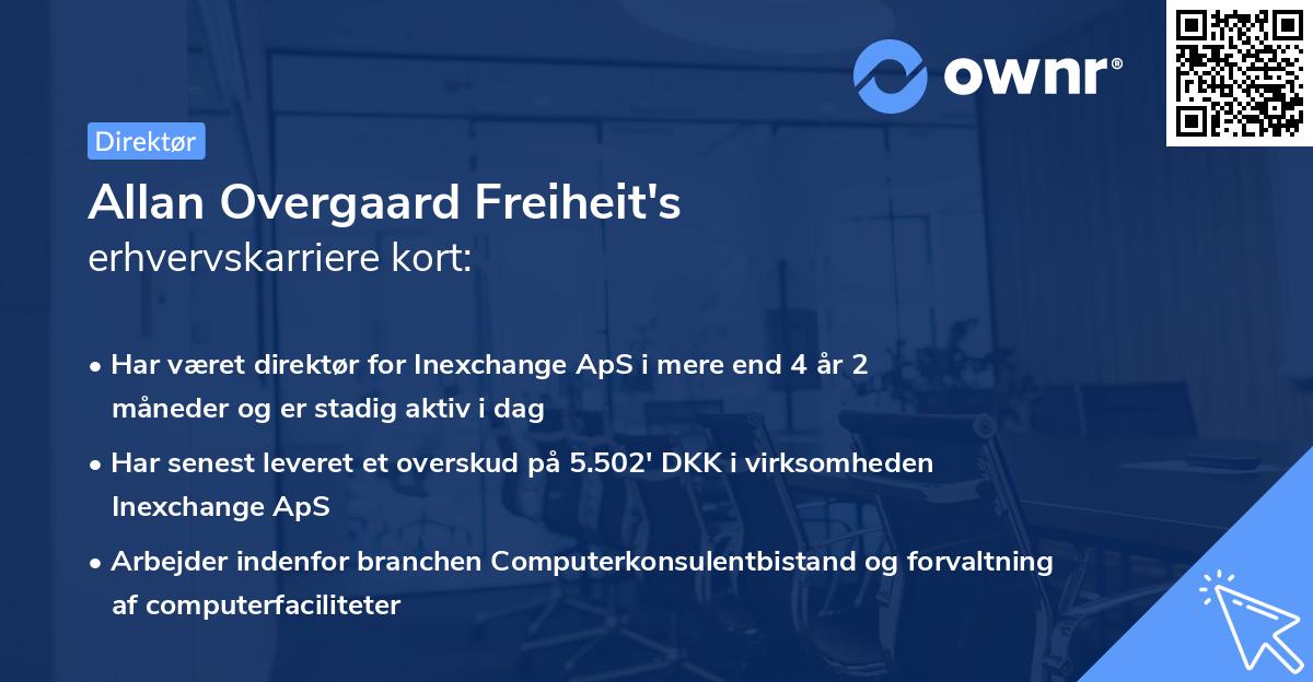 Allan Overgaard Freiheit's erhvervskarriere kort