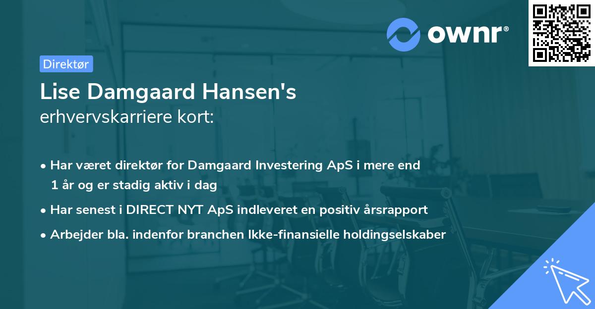Lise Damgaard Hansen's erhvervskarriere kort