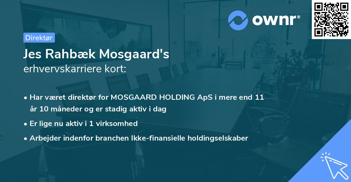 Jes Rahbæk Mosgaard's erhvervskarriere kort