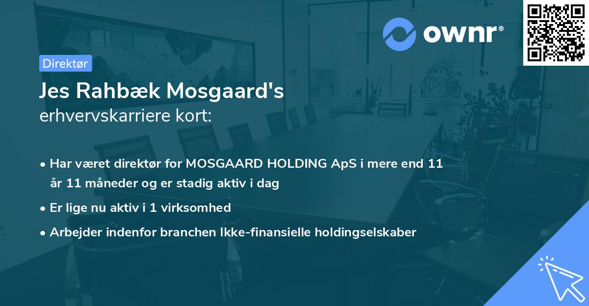 Jes Rahbæk Mosgaard's erhvervskarriere kort