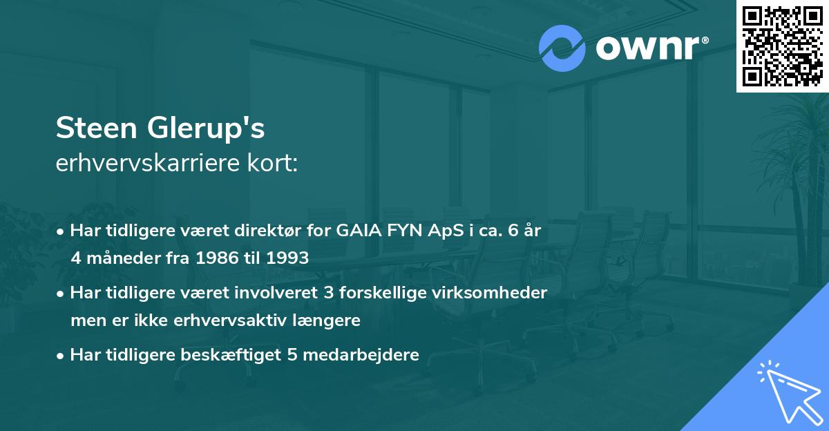 Steen Glerup's erhvervskarriere kort