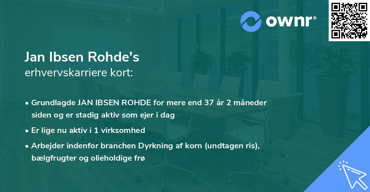 Jan Ibsen Rohde's erhvervskarriere kort