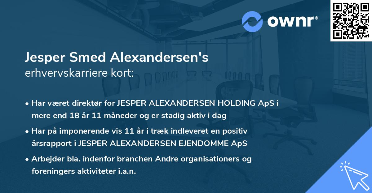 Jesper Smed Alexandersen's erhvervskarriere kort