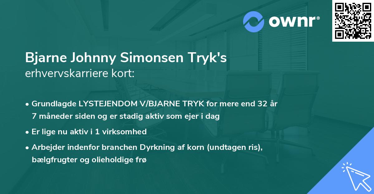 Bjarne Johnny Simonsen Tryk's erhvervskarriere kort