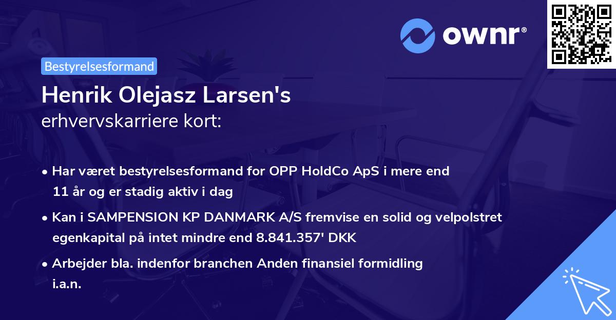 Henrik Olejasz Larsen's erhvervskarriere kort