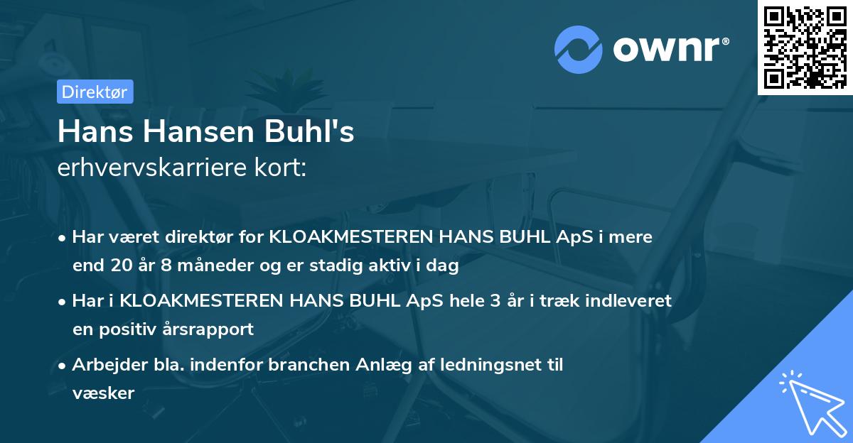 Hans Hansen Buhl's erhvervskarriere kort