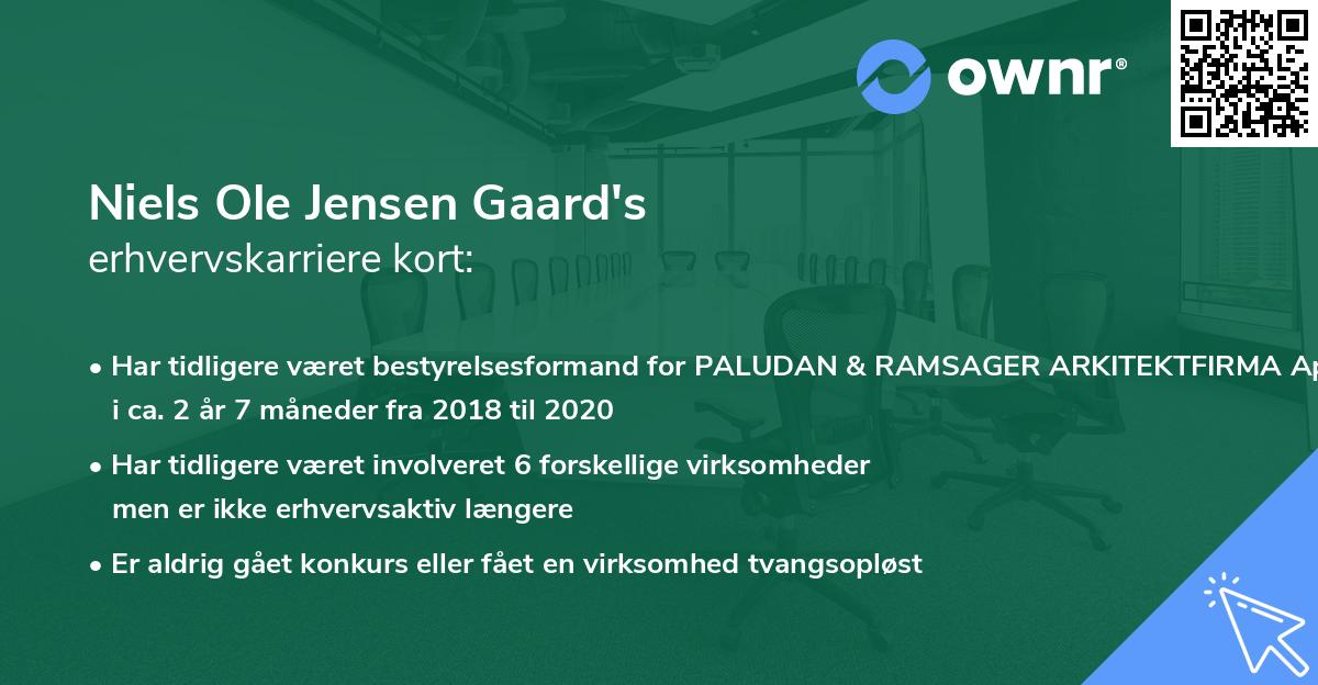 Niels Ole Jensen Gaard's erhvervskarriere kort