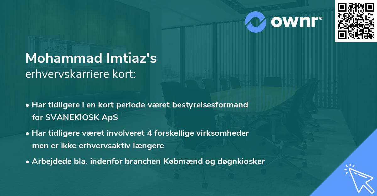 Mohammad Imtiaz's erhvervskarriere kort