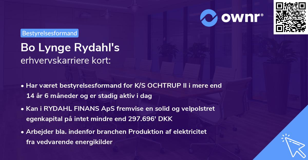 Bo Lynge Rydahl's erhvervskarriere kort