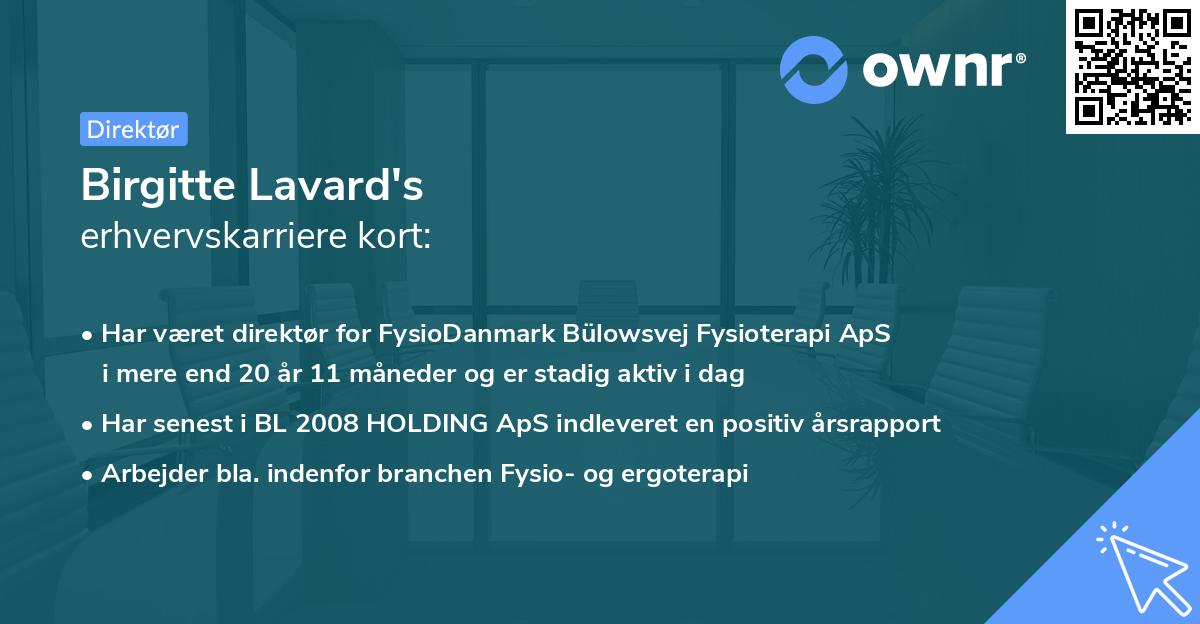 Birgitte Lavard's erhvervskarriere kort