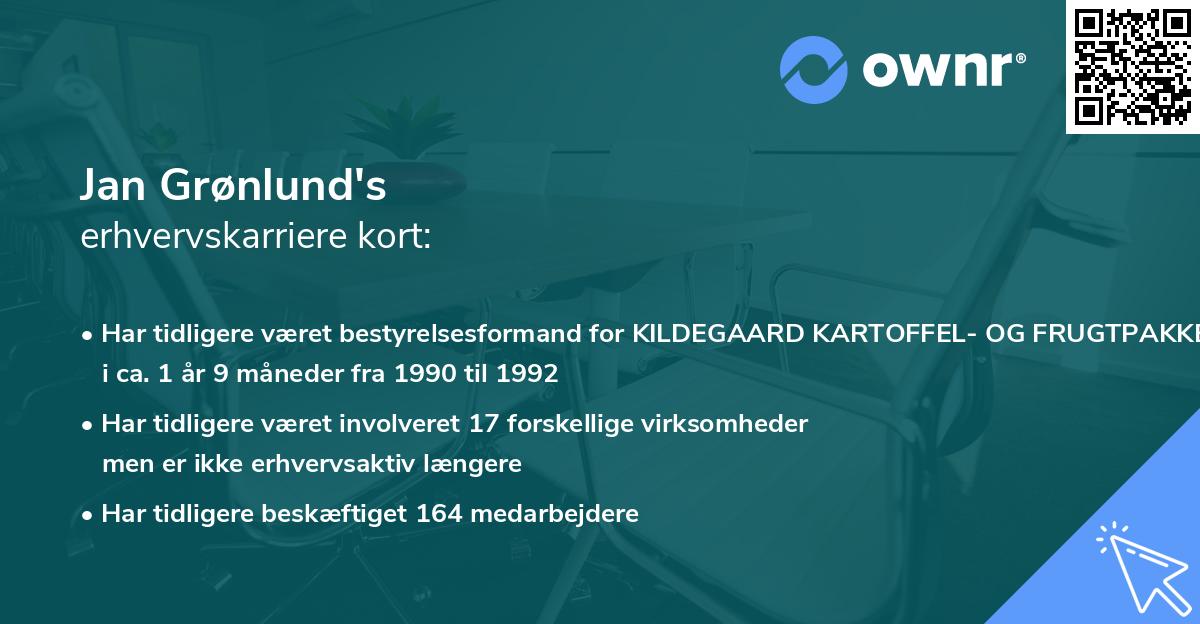 Jan Grønlund's erhvervskarriere kort