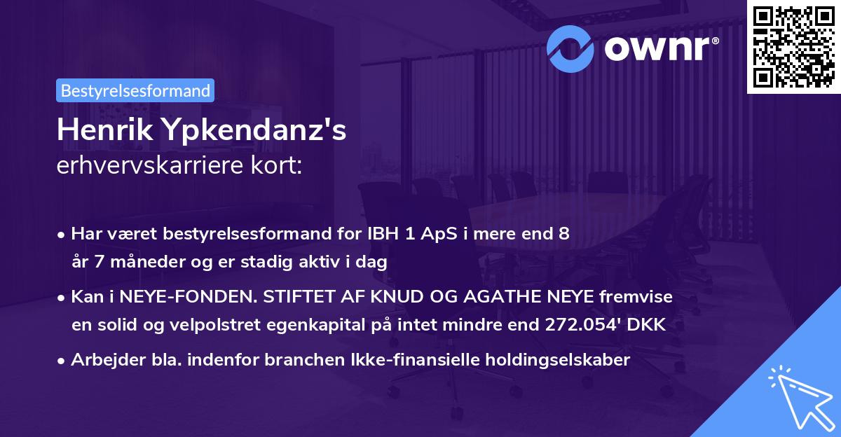 Henrik Ypkendanz's erhvervskarriere kort
