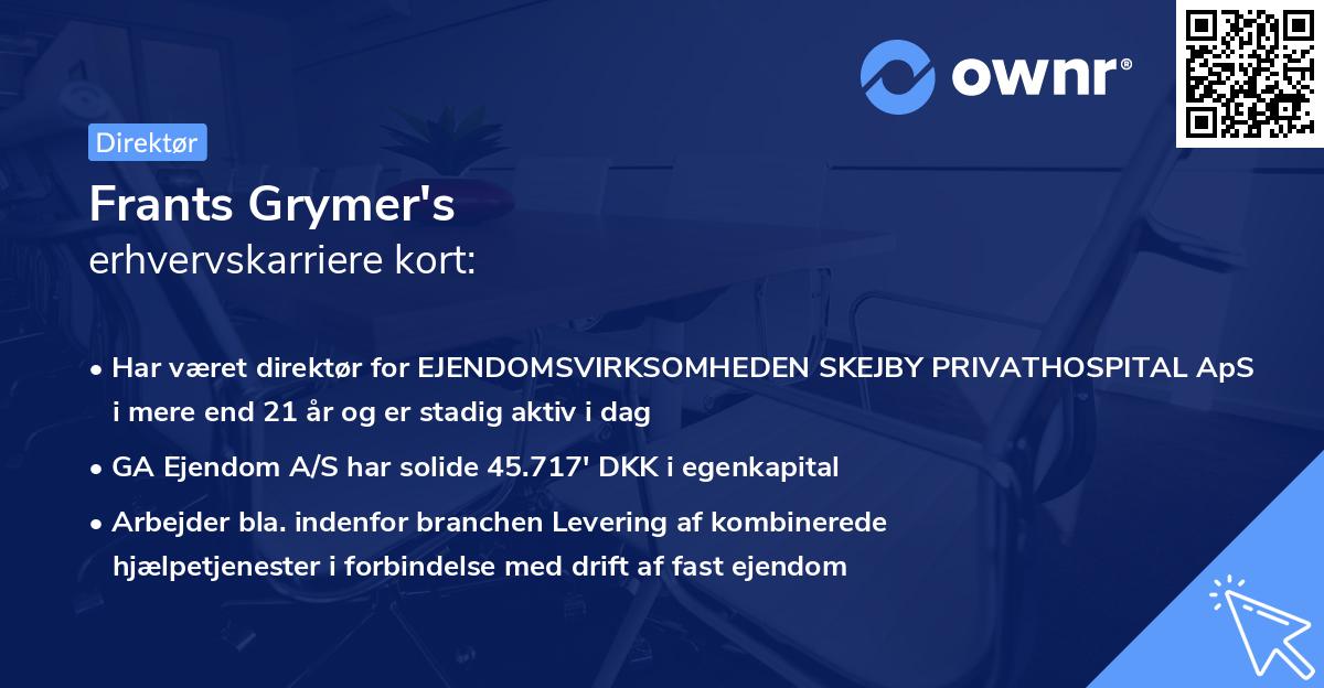 Frants Grymer's erhvervskarriere kort