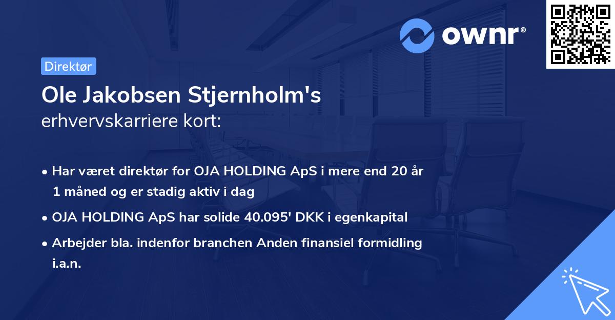 Ole Jakobsen Stjernholm's erhvervskarriere kort