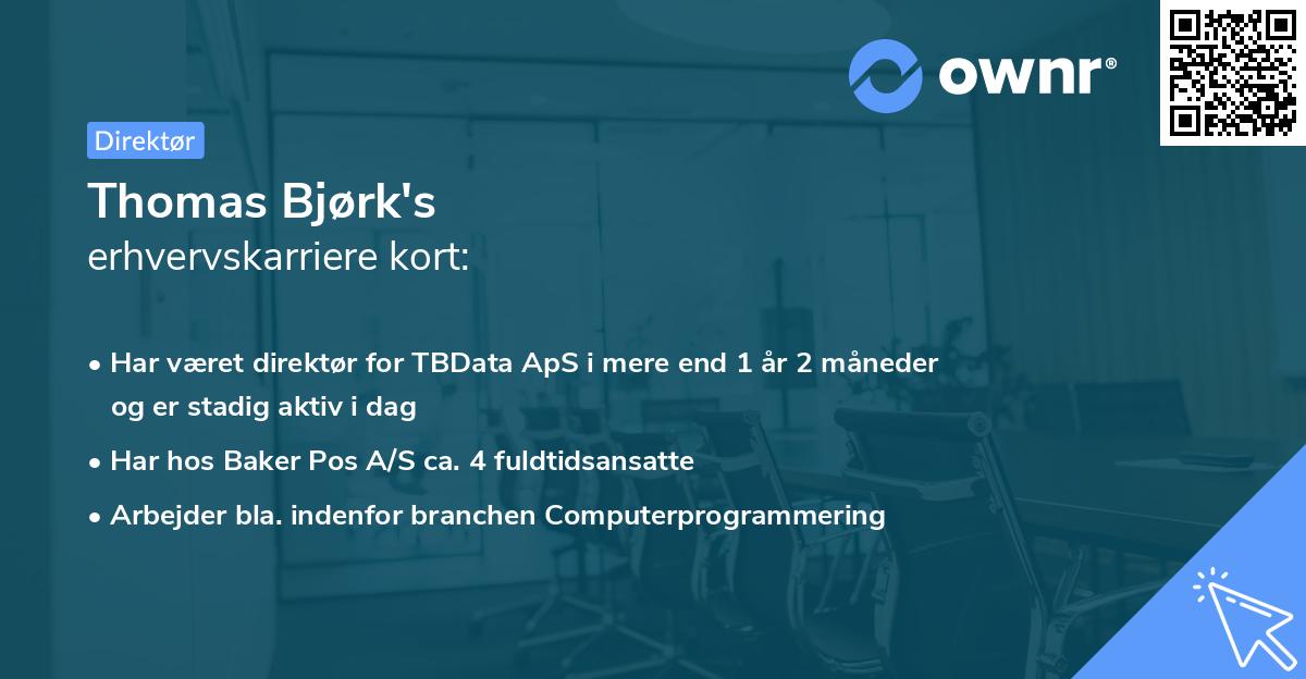 Thomas Bjørk's erhvervskarriere kort