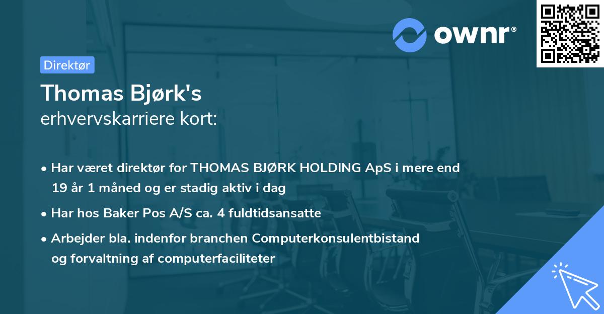 Thomas Bjørk's erhvervskarriere kort