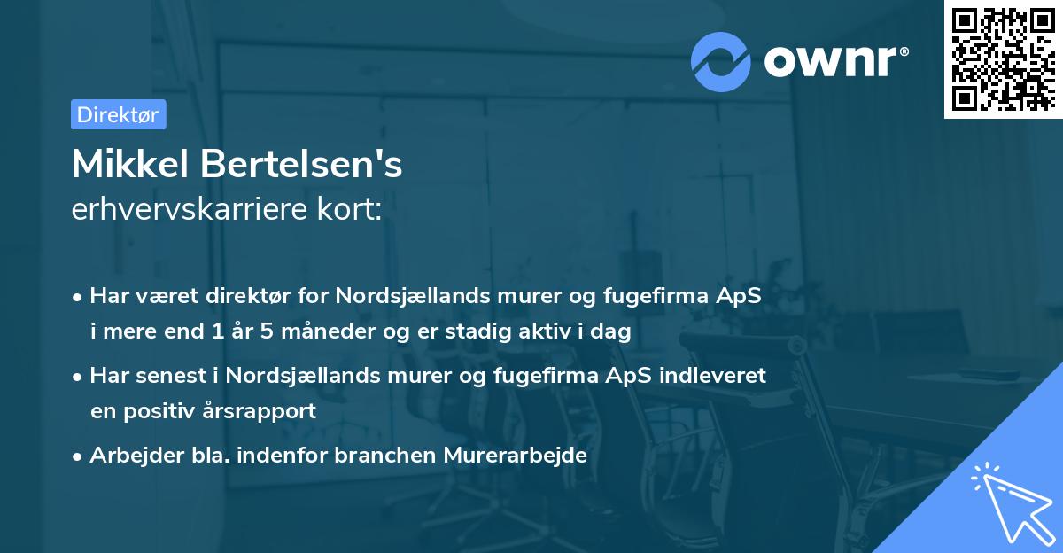 Mikkel Bertelsen's erhvervskarriere kort