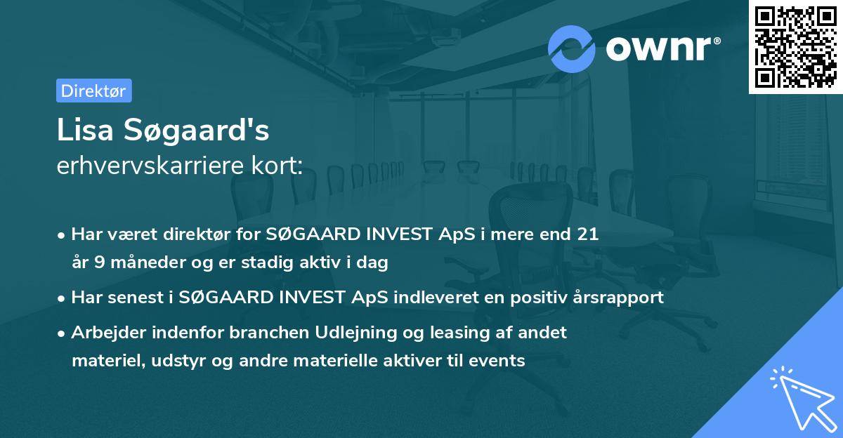 Lisa Søgaard's erhvervskarriere kort