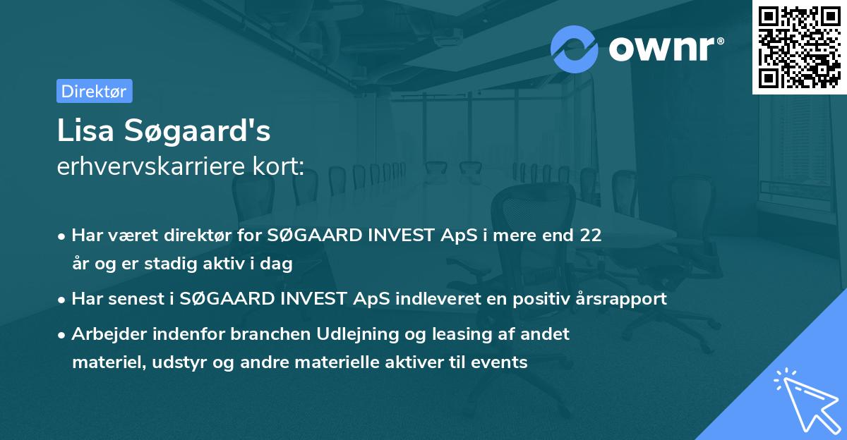 Lisa Søgaard's erhvervskarriere kort