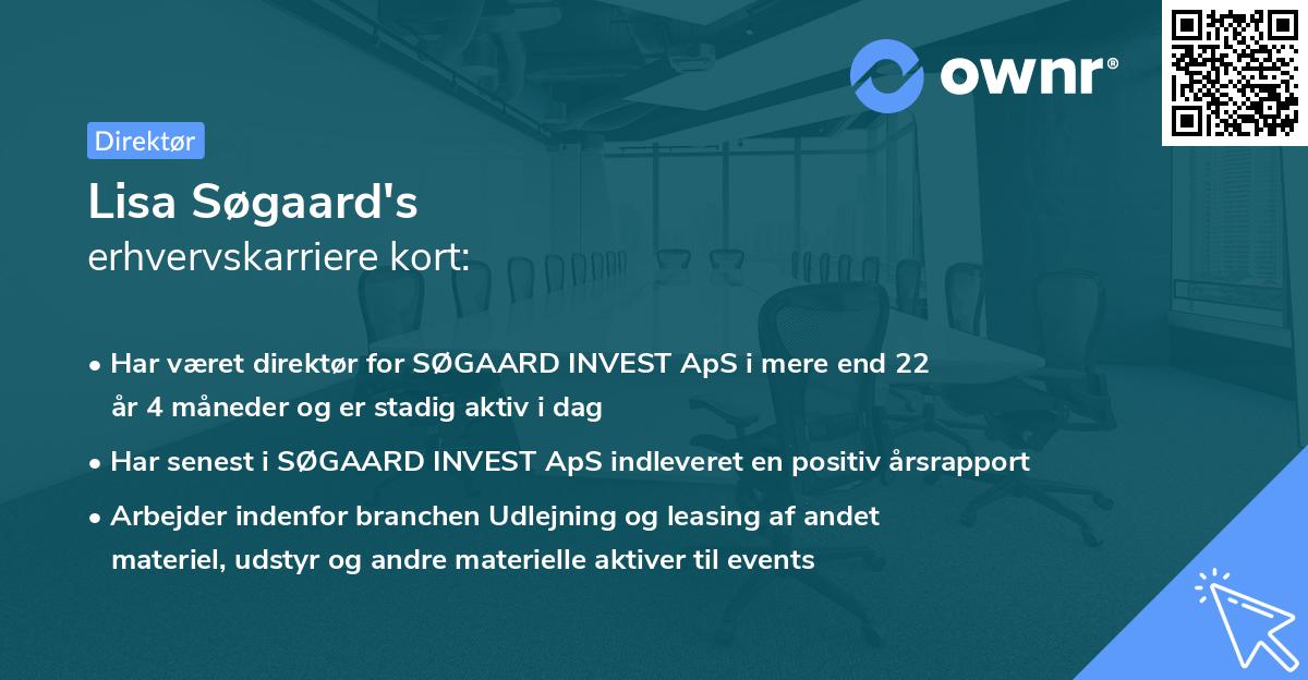 Lisa Søgaard's erhvervskarriere kort