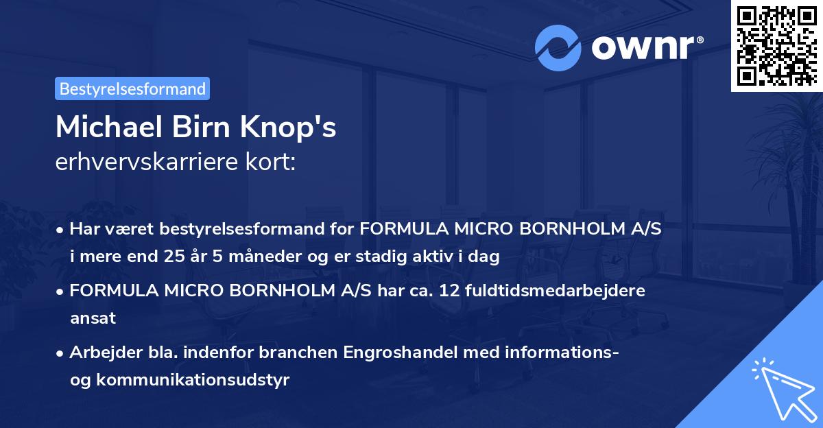 Michael Birn Knop's erhvervskarriere kort